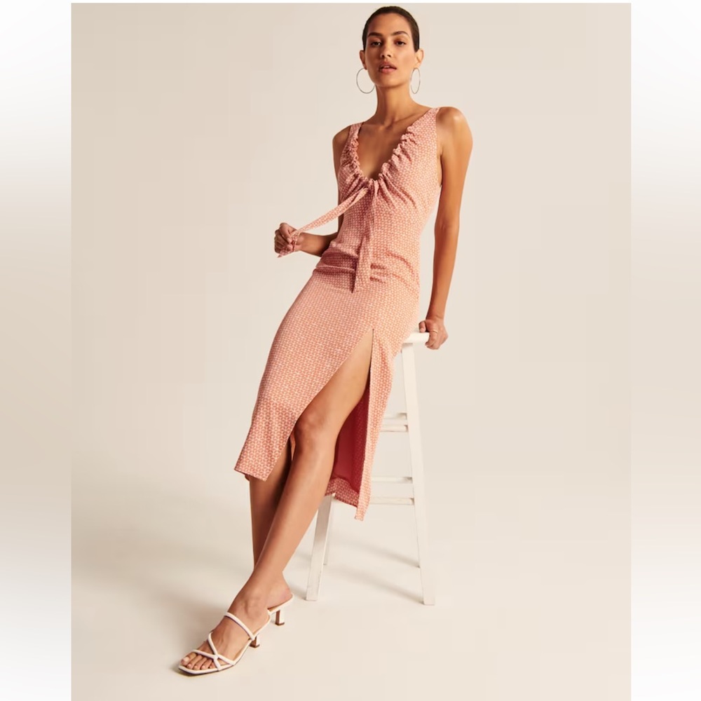 Abercrombie & Fitch Cinch Front Geometric Print Slip Midi Dress size S